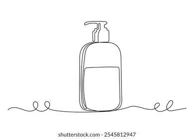 Line Art Lotion Tube Bottle Silhouette Icon. One Continuous Line Drawing. Editable Vector Thin Doodle Stroke Sketch. Skincare and Everyday Beauty Routine Concept.