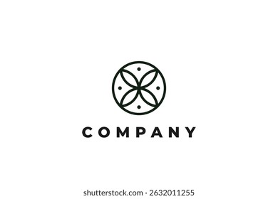 Loto de arte de línea en el círculo logotipo único