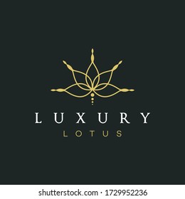 Line Art Lotus Logo Designs Template For Beauty Spa Company
