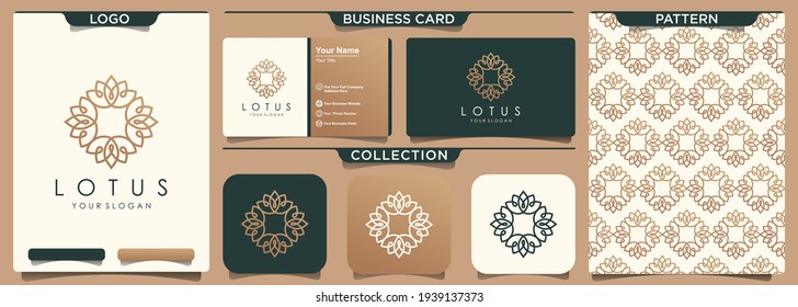 Line art lotus logo designs. logo for beauty spa salon cosmetics brand linear style