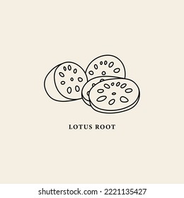 Line art lotus root illustration