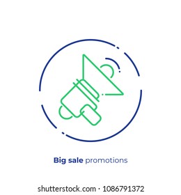 line art loudspeaker. Team building. Scalable vector icon in modern lineart style. outline elements vector illustration.