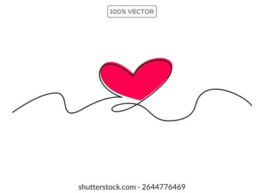 Line Art Love Icon — Abstract Heart Shape for Valentine’s Day, Wedding, or Romantic Design