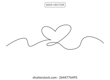 Line Art Love Icon — Abstract Heart Shape for Valentine’s Day, Wedding, or Romantic Design