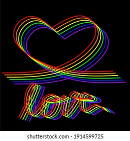 Line art love rainbow for valentine's day 