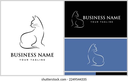 line art luxury cat logo