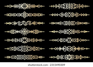Line art luxury golden borders collection. Abstract golden elegant text dividers for your design projects