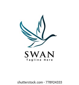 line art lying swan logo