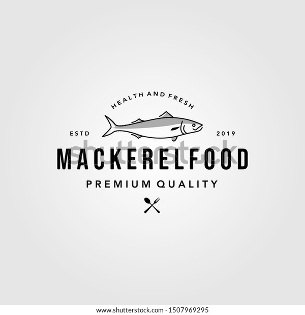 Line Art Mackerel Fish Logo Hipster Stock Vector (Royalty Free) 1507969295