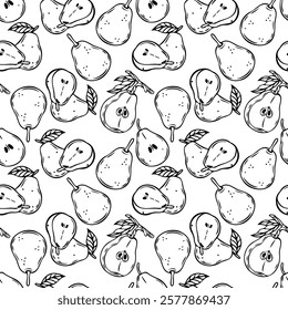 Line art made from pears seamless pattern.