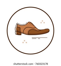 Line art mafia shoes icon in circle. Isolated vector illustration.