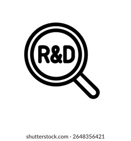 Line Art Magnifying Glass R and D Search Exploration Icon Symbol