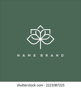 line art magnolia and flower logo vector
