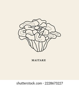 Line art maitake mushroom illustration