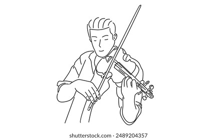 line art of male violinist performing to play violin