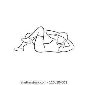 line art of a man doing sit ups exercises