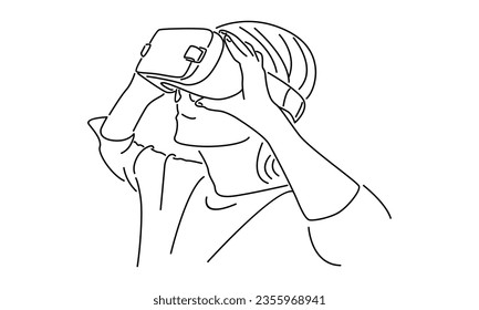 line art of man in glasses virtual reality device