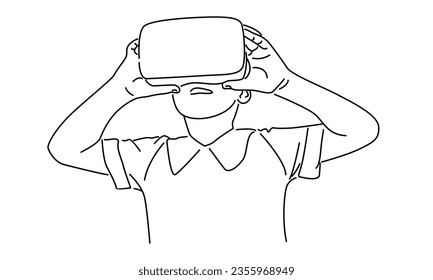 line art of man in glasses virtual reality device