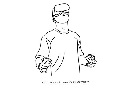 line art of man in glasses virtual reality device