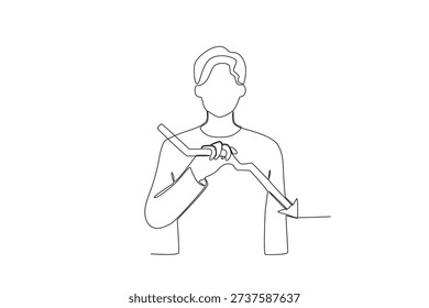 Line Art Man Holding Bendable Ruler Demonstrating Reduction Direction Illustration