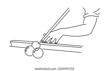 line art of man playing pool billiard vector illustration