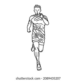 line art of man posing in running style