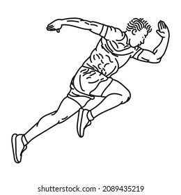 line art of man posing in running style