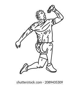 line art of man posing in running style