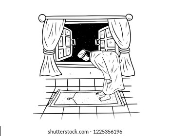 line art a man is praying