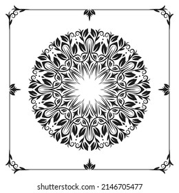 line art mandala, black and white