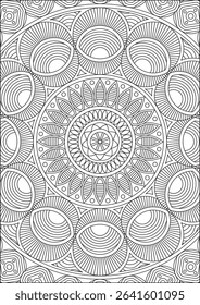 Line Art Mandala Design Adult Coloring Vector