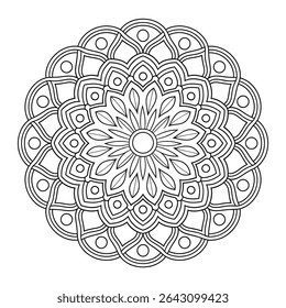 line art mandala design coloring page 