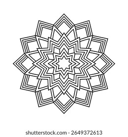 Página de cores de design de mandala de arte de linha 