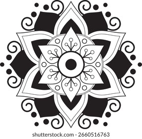 Ilustración vectorial floral de mandala con patrón floral y Elementos decorativos inspirados en la naturaleza y la flor de primavera