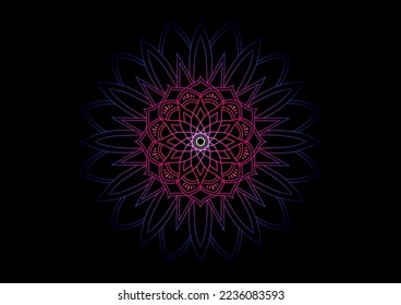 Line art mandala. pink light flower. vintage mandala vector background.