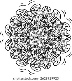 line art mandala traditional carving