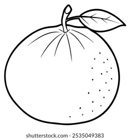 line art mandarin orange vector art illustration