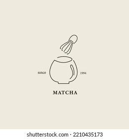 Line art matcha tea logo