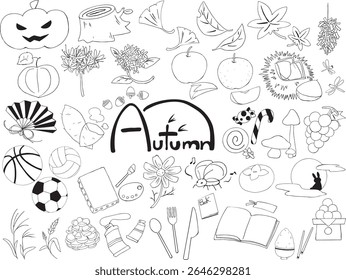 Line art material set that can be used in autumn