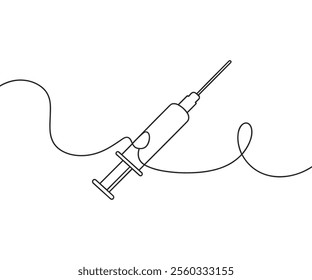 Line Art of a Medical Syringe