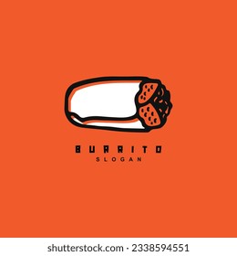 Line art Mexican burrito roll logo design  isolated on orange background