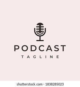 Line art mic, Comedy Podcast Logo Design Vector