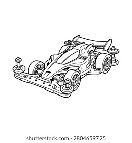 Line Art Mini 4WD Toy Car Vector Design