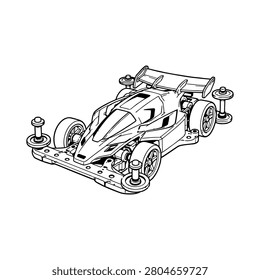 Line Art Mini 4WD Toy Car Vector Design