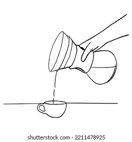 Arte de línea mínimo café goteo en el concepto dibujado a mano para la decoración, estilo doodle