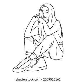 Line art minimal of fashion people lifestyle in hand drawn concept for decoration, doodle style