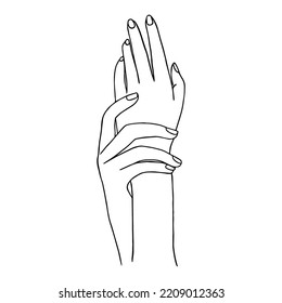 Line art minimal of hands gesture in hand drawn concept for decoration, doodle contemporary style