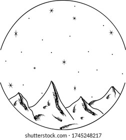 line art minimalism mountains, black and white mountains