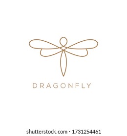 Line art Minimalist elegant Dragonfly wings logo design