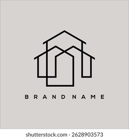 line art minimalist house icon real estate business logo vector